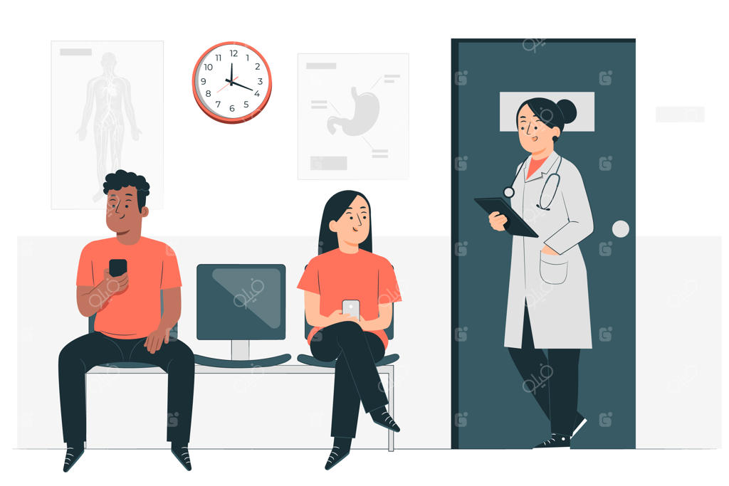 تصویرسازی از مفهوم اتاق انتظار بیمارستان