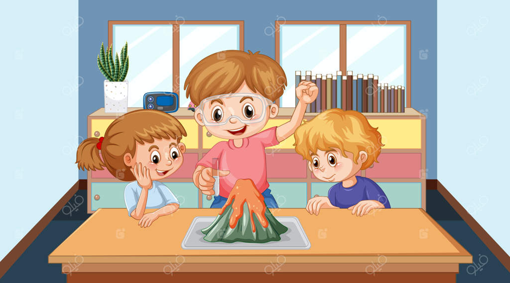 آزمایش‌های علمی فوران آتشفشانی توسط کودکان در مدرسه