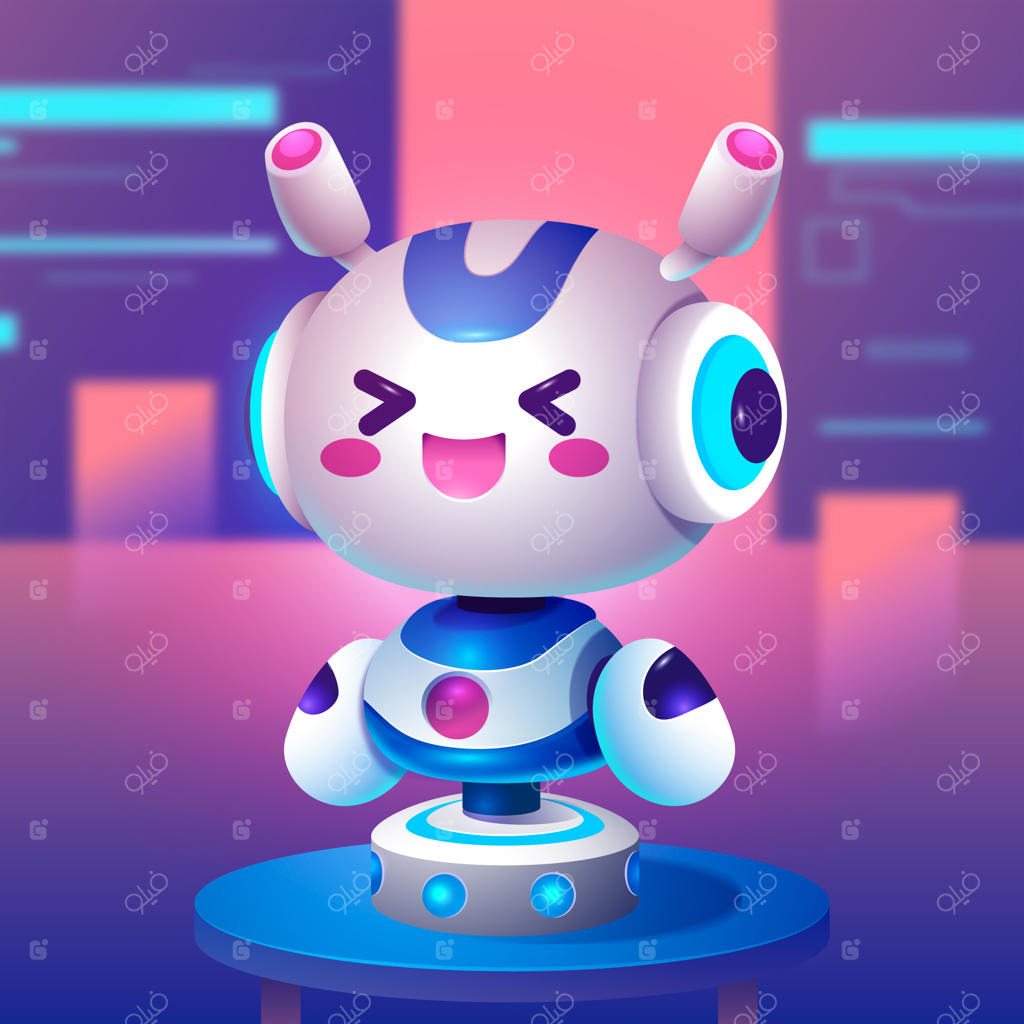 طراحی کاراکتر ربات بامزه و دوستانه برای کاربردهای فناوری و هوش مصنوعی