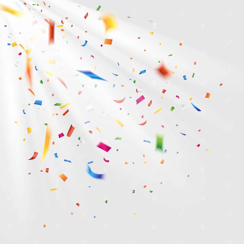 کاغذ رنگی پاشیده شده. کاغذ رنگی و نور بر روی پس‌زمینه سفید.