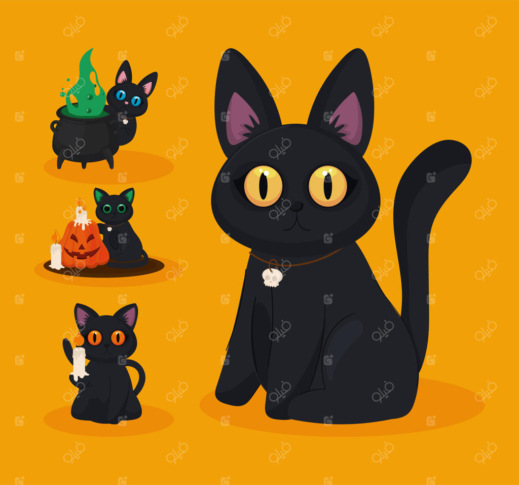 مجموعه آیکون‌های گربه هالووین