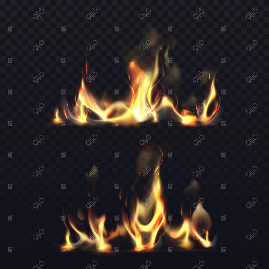 شعله آتش روی پس‌زمینه شفاف