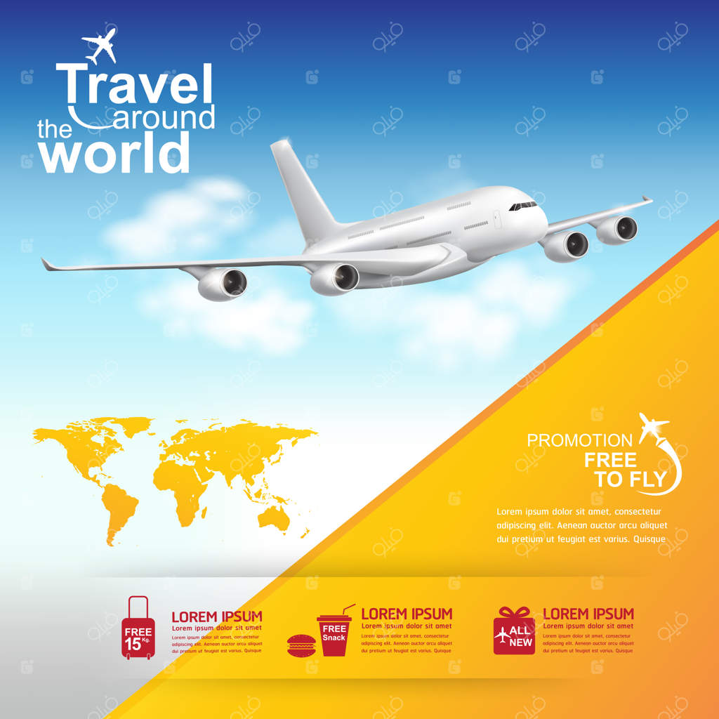 بنر سفر با هواپیما به سراسر جهان