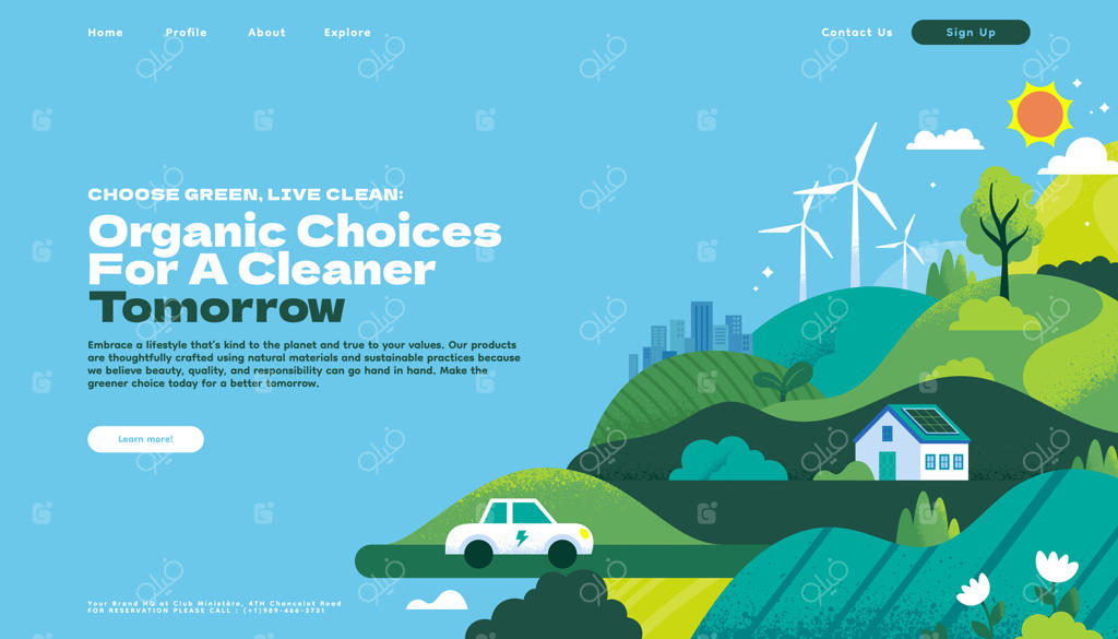 صفحه فرود تخت انرژی پایدار و سیاره سازگار با محیط زیست