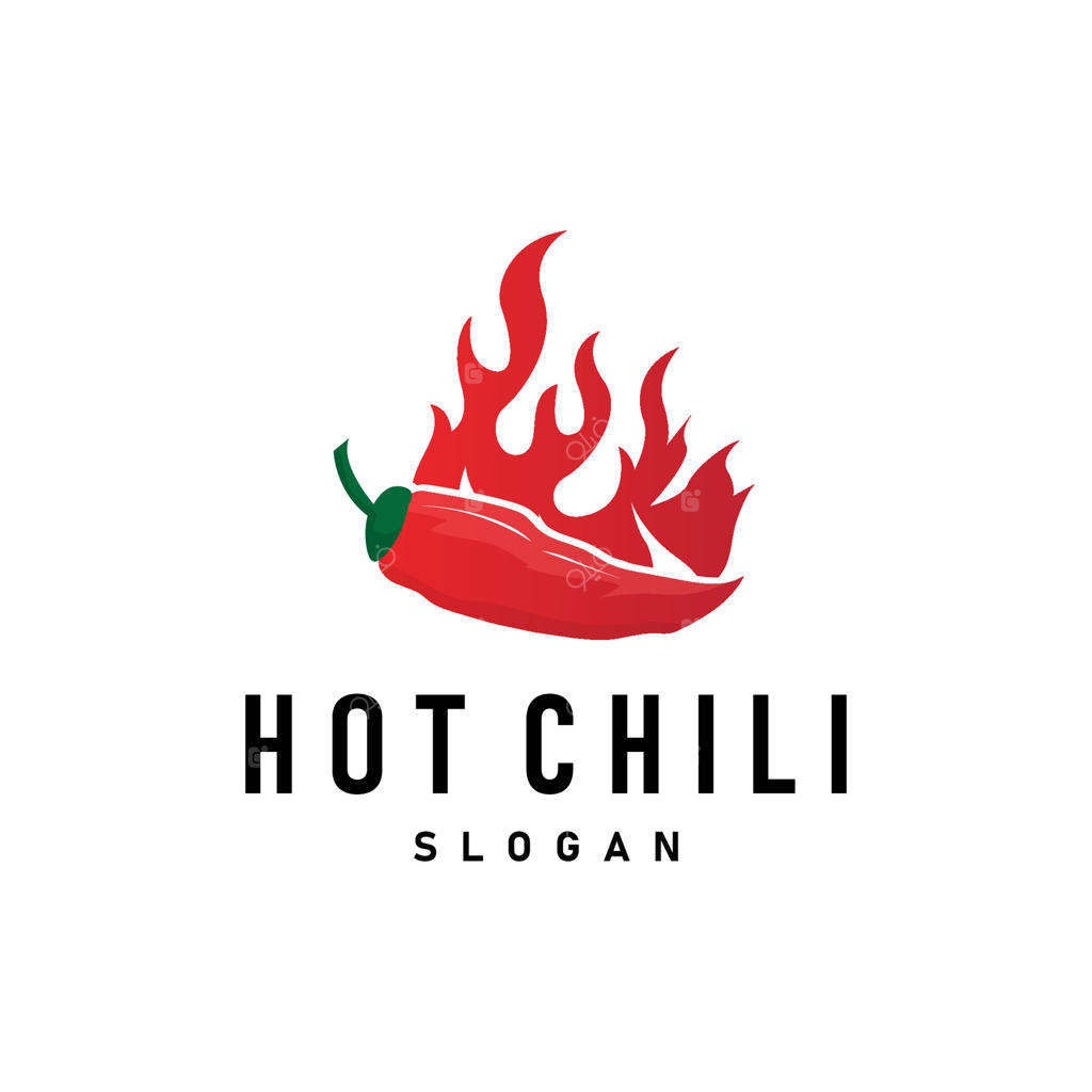 طراحی لوگوی فلفل چیلی: قالب تصویرسازی و نتیجه رشد در باغ به عنوان مواد اولیه غذایی فلفل تند