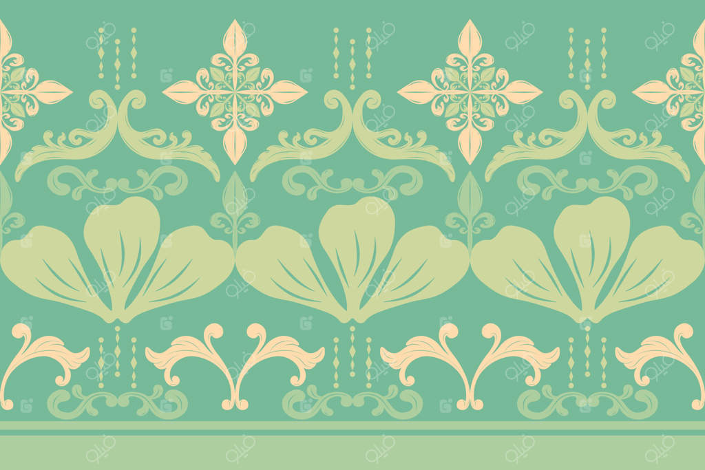 ترکیب گلبرگ‌های شیک و طراحی هندسی با طرح شاه‌نیلوفر برای ایجاد حس لوکس و مجلل. بافت‌های ابریشمی سلطنتی و گلدوزی‌های شکوفه‌های گل به‌عنوان تزئین باغ در پارچه‌های داخلی با نوار حاشیه‌ای.