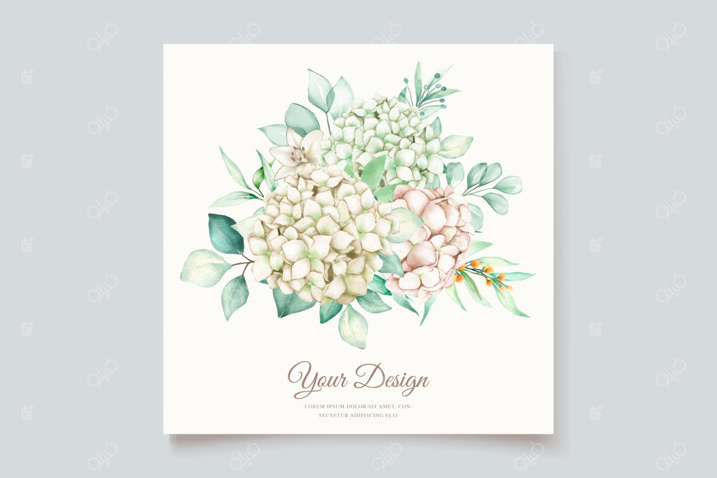 کارت دعوت عروسی با طرح گل ادریس آبرنگی