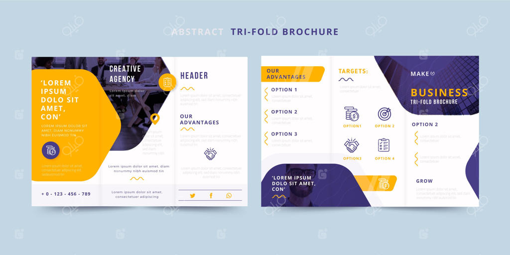 بروشور سه‌لتی انتزاعی - جلو و پشت