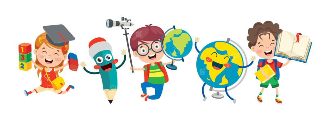 دانش‌آموزان کارتونی شاد و بامزه