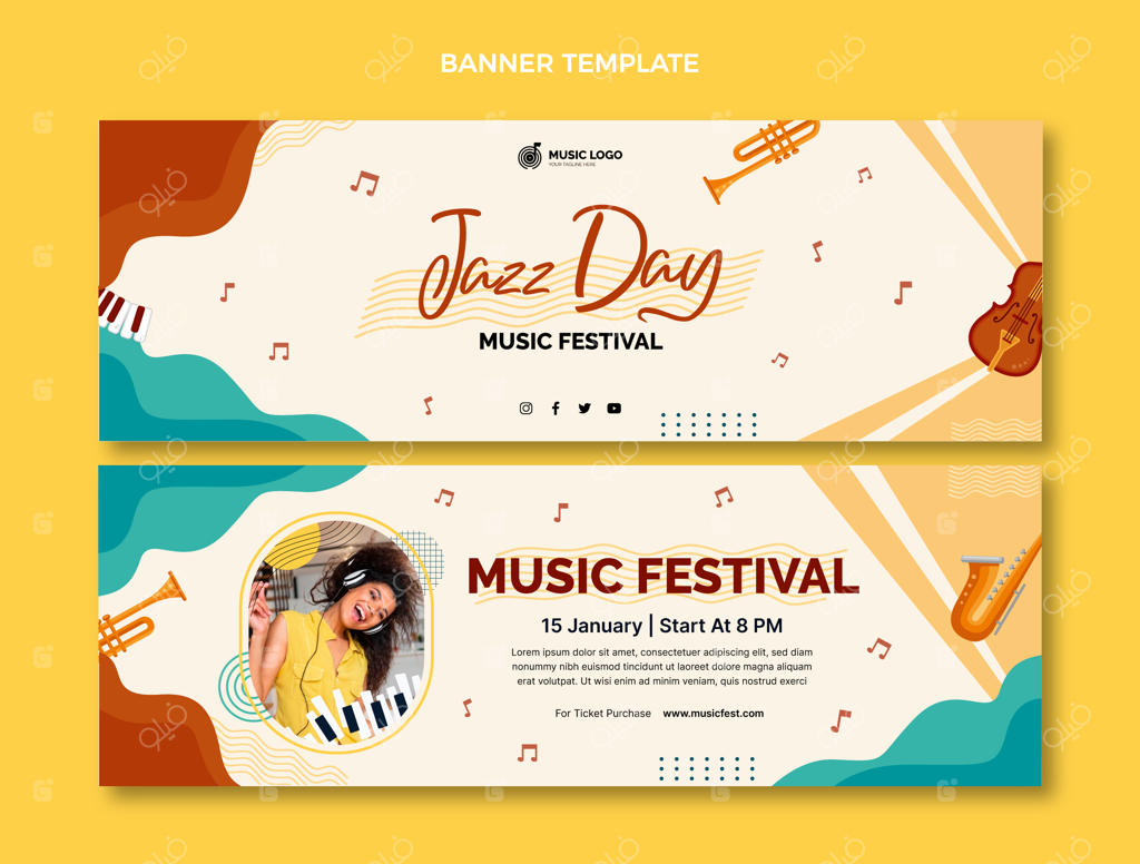 بنرهای افقی دست‌کشیده جشنواره موسیقی