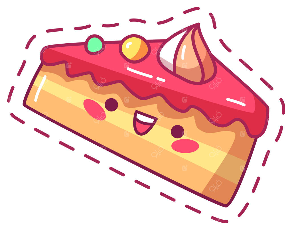 تکه‌ای شاد و رنگارنگ از کیک که با صورتی خندان و رویه‌هایی بازیگوش ظاهر می‌شود. این دسر دلربا شادی و جذابیت می‌پراکند و برای هر علاقه‌مند به شیرینی لذیذ است.