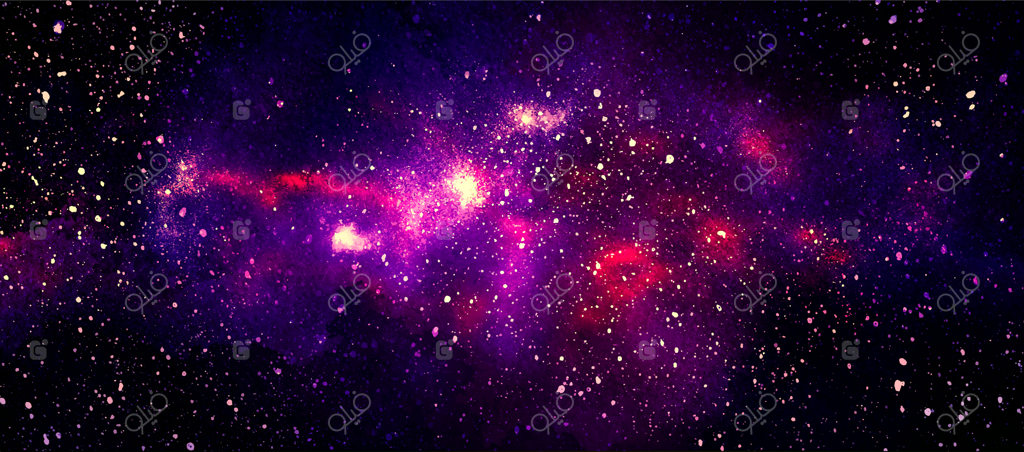 وکتور تصویرسازی کیهانی، پس‌زمینه فضایی زیبا و رنگارنگ با طرح آبرنگی کیهان