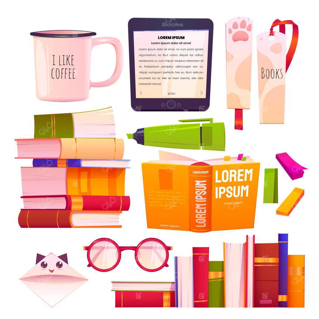 تصویرسازی کارتونی مجموعه کتاب