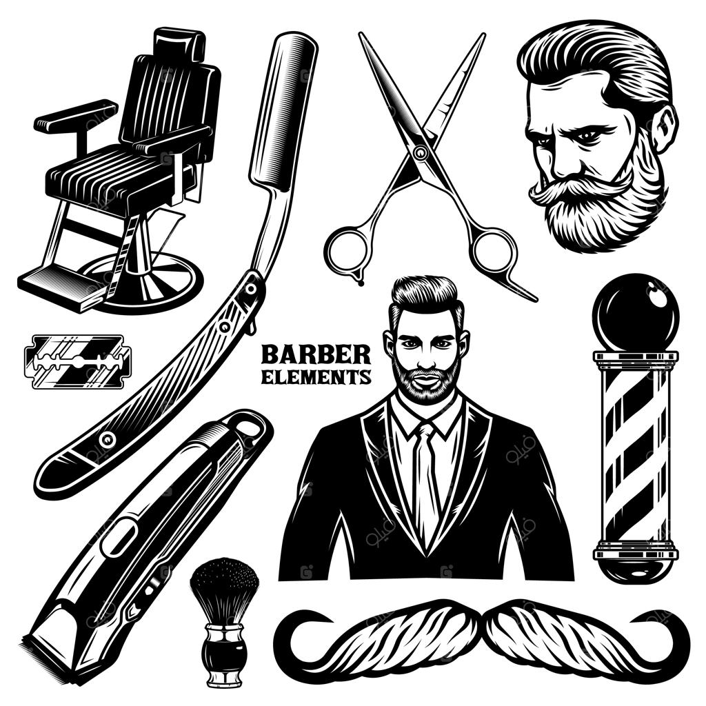 مجموعه المان‌های وینتیج آرایشگاه مردانه