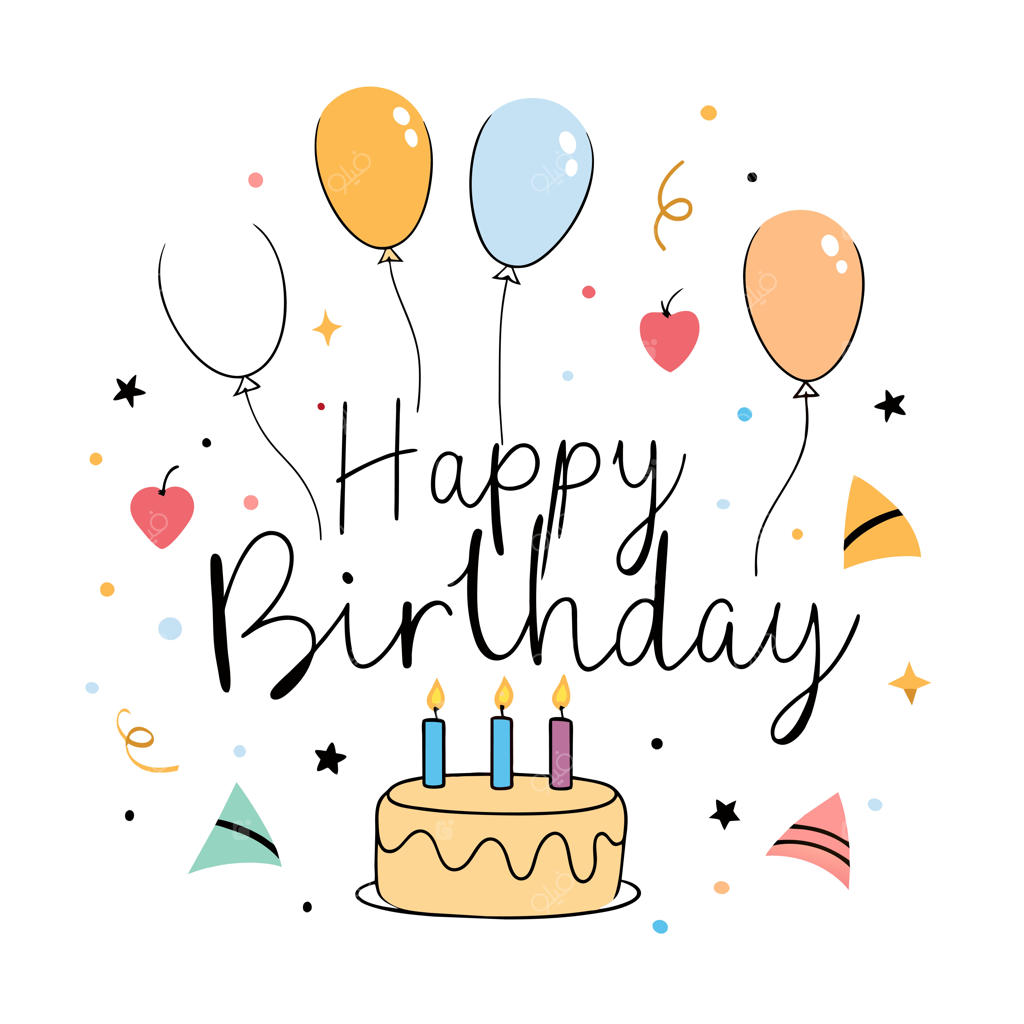 کارت تبریک تولد با بادکنک و کیک با نوشته تولدت مبارک