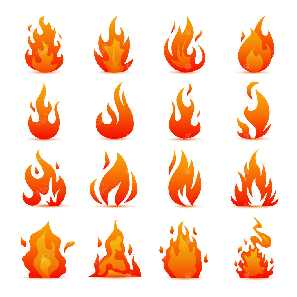 آیکون‌های لوگوی شعله آتش با پس‌زمینه سفید