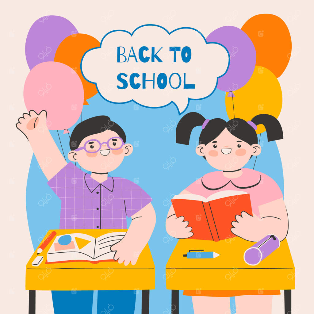 تصویرسازی بازگشت به مدرسه به سبک تخت