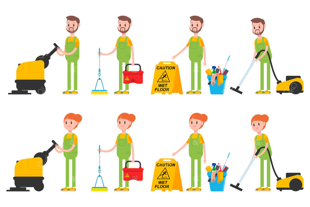 مجموعه شخصیت‌های مرد و زن نظافتچی