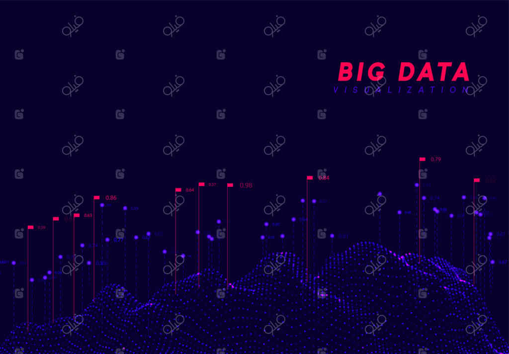 تصویرسازی کلان‌داده‌: موج فناوری اطلاعات. پس‌زمینه انتزاعی آینده‌نگر از کلان‌داده دیجیتال. محاسبه و پردازش داده‌های تحلیلی. تصویرسازی برداری