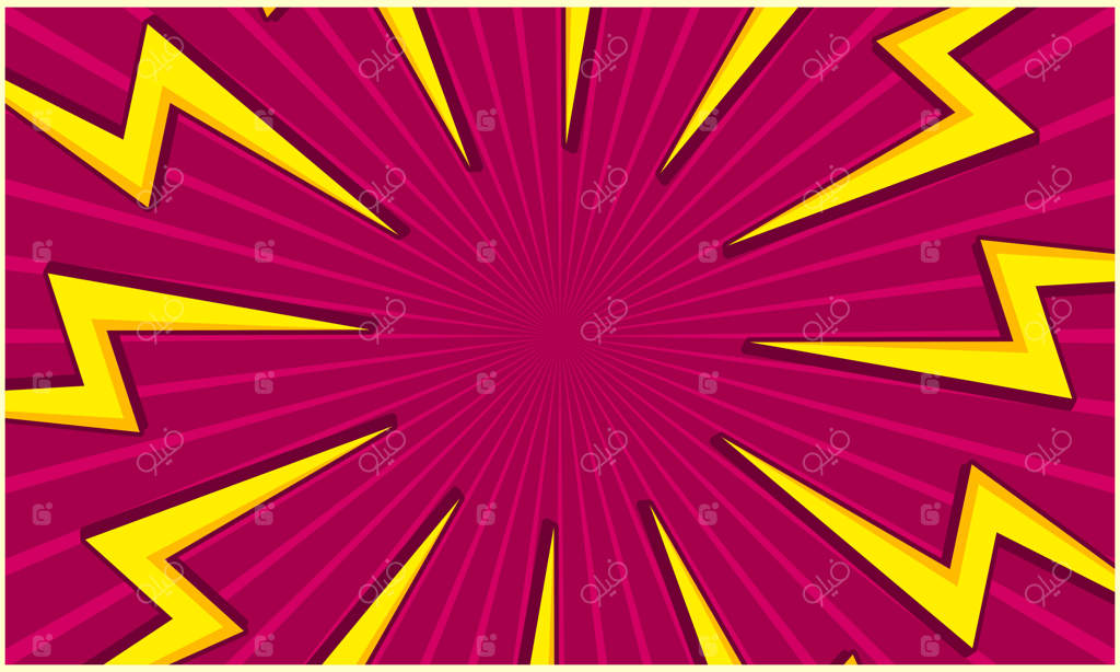 پس‌زمینه کمیک انتزاعی صورتی با تصویر رعد و برق