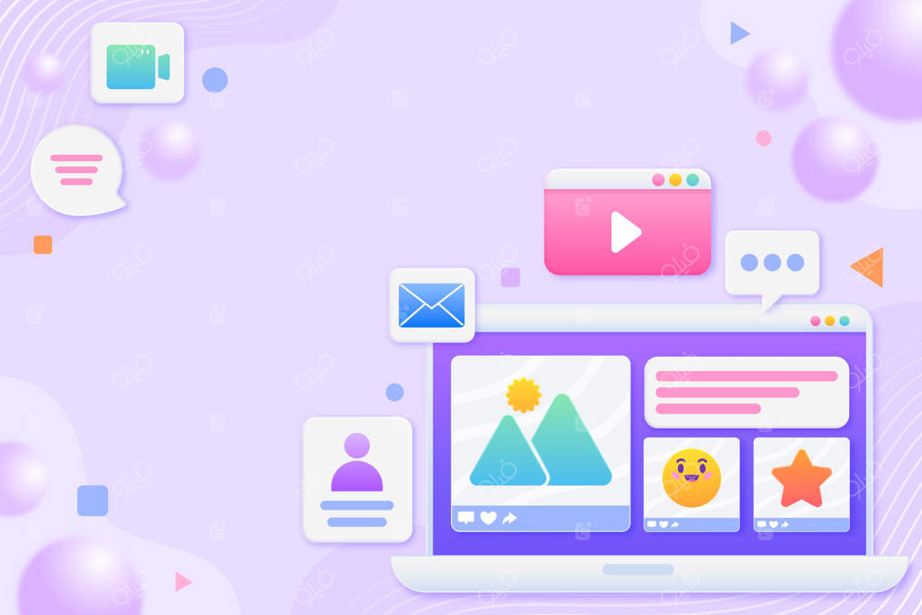 پس‌زمینه رسانه‌های اجتماعی با گرادیان رنگارنگ