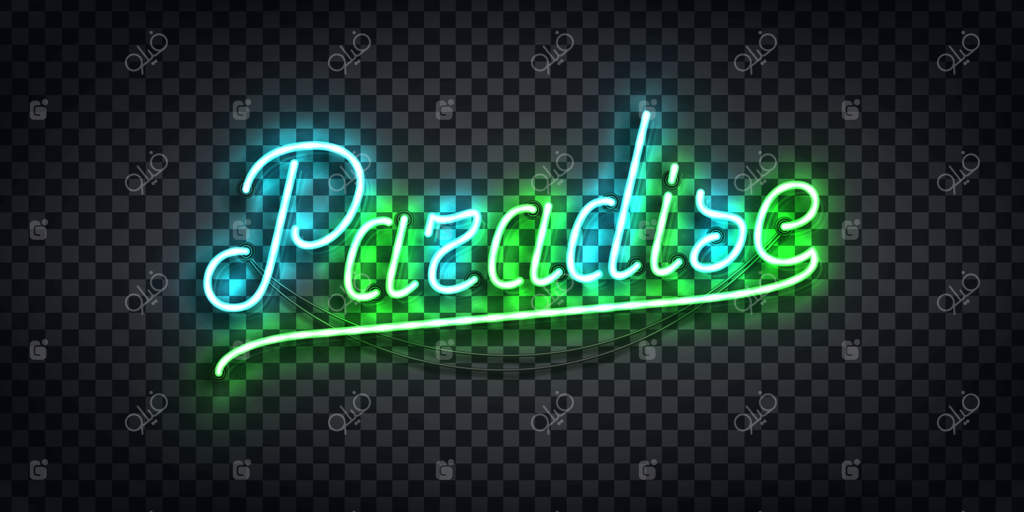 تابلوی نئون واقع‌گرایانه با متن "بهشت"