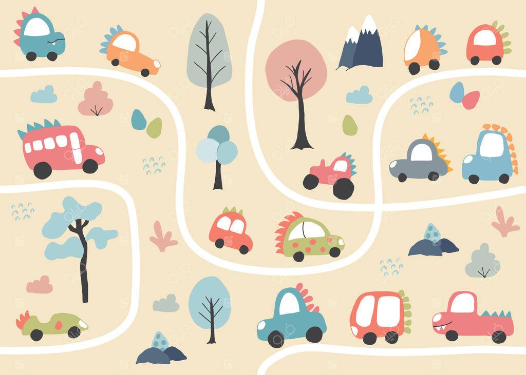 ست حمل‌ونقل دایناسوری شامل کامیون و ماشین کوچک برای وسایل کودک