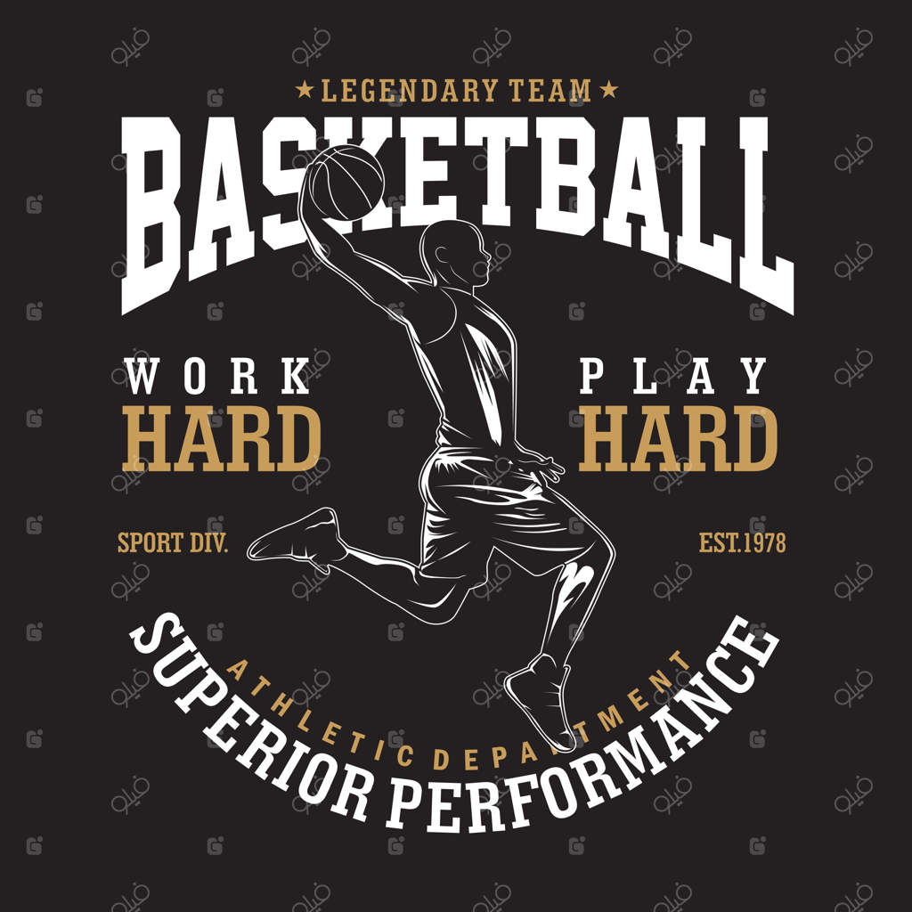 تصویر افسانه‌ای بسکتبال به سبک طراحی تخت