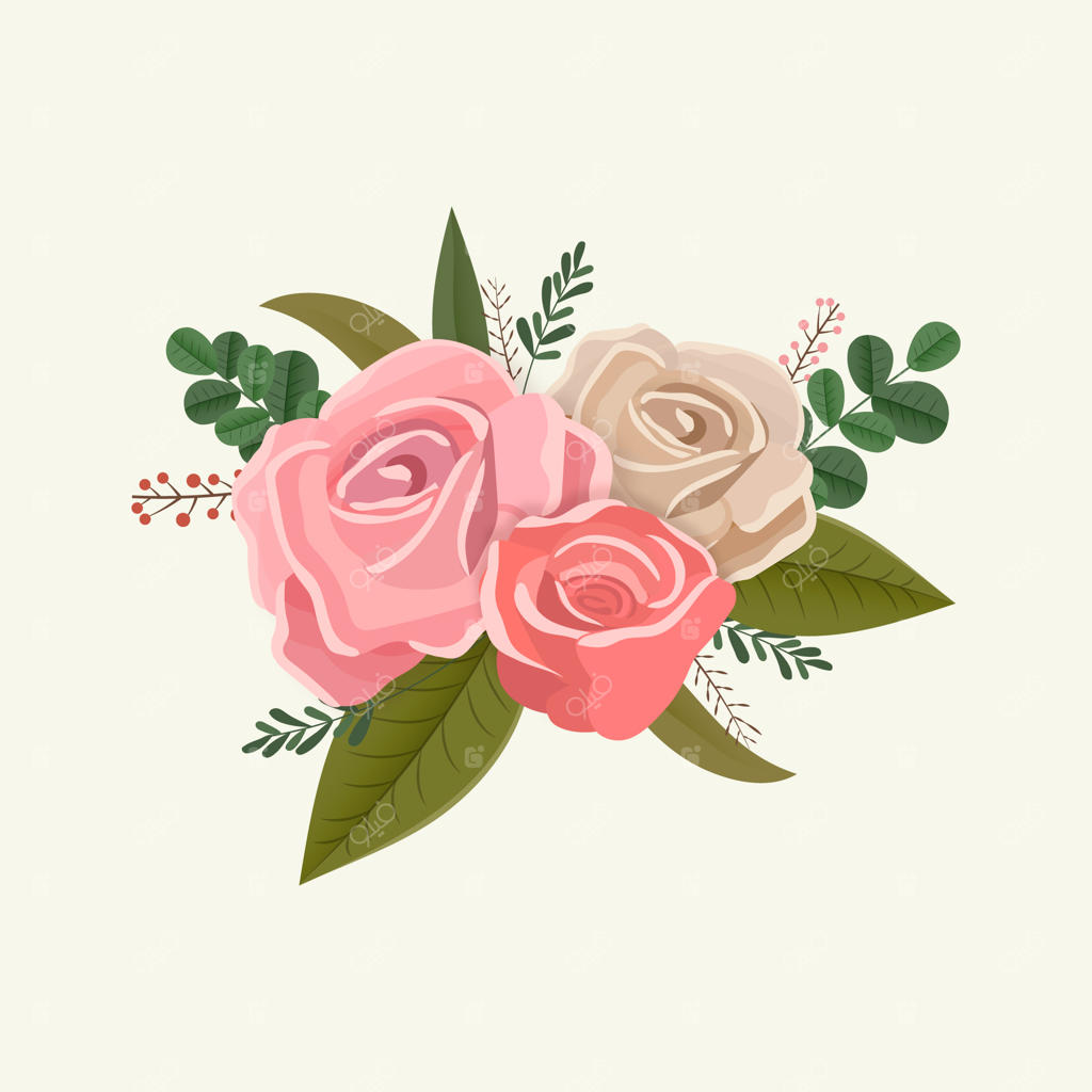 دسته گل رز کلاسیک و گل‌دار