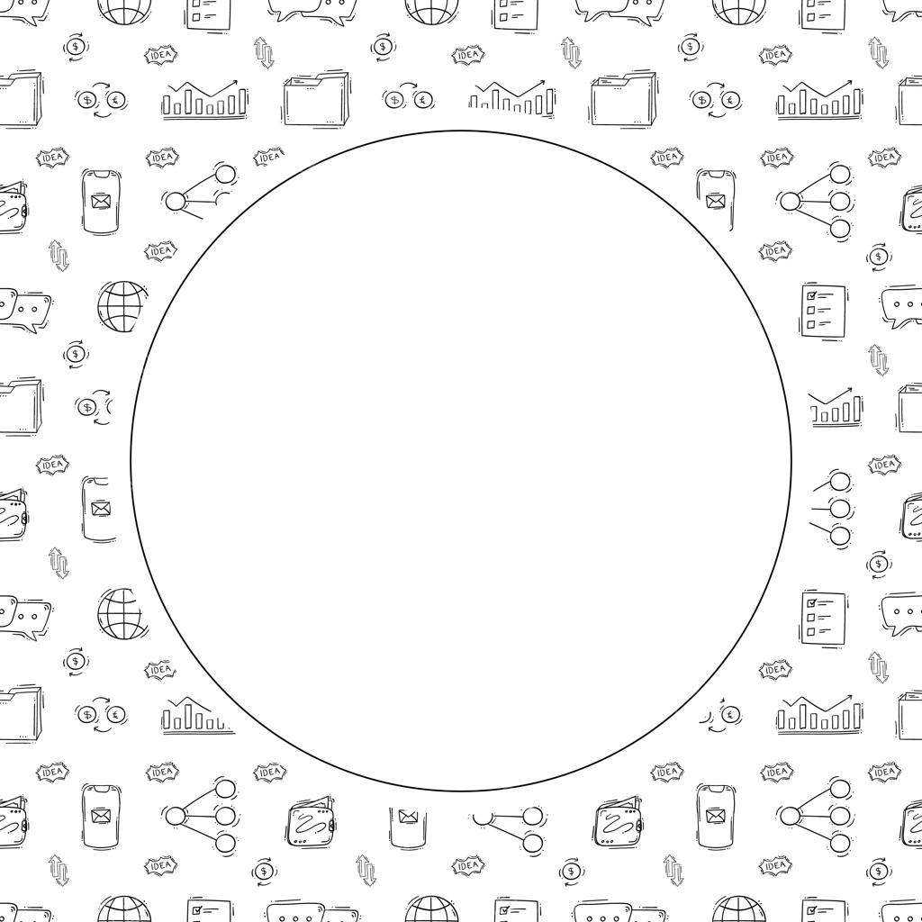 پس‌زمینه تجاری و قاب دایره‌ای طرح دودل با تم استارتاپ