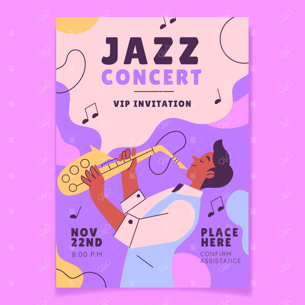 طراحی دعوت‌نامه کنسرت با دست