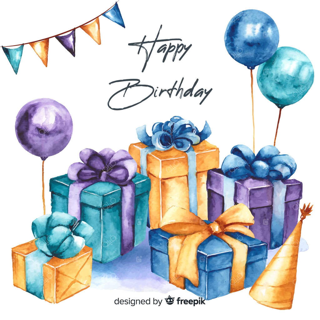 پس‌زمینه تولد مبارک به سبک آبرنگ