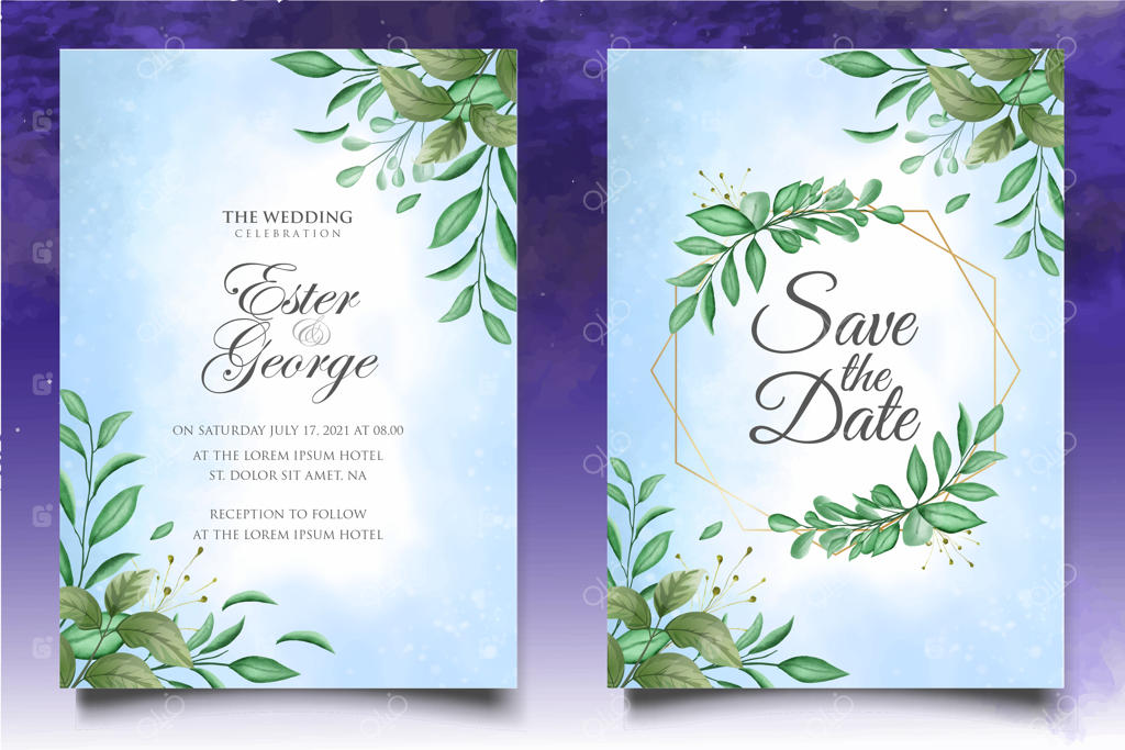 پترن دعوت‌نامه عروسی با طرح گل‌های آبرنگی