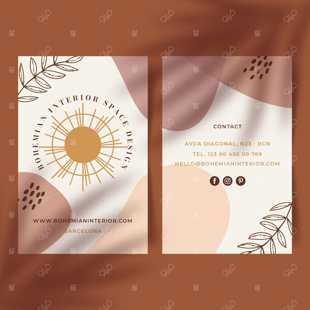 پترن کارت ویزیت بوهو به سبک دست‌ساز