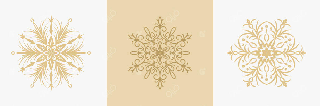 مجموعه پوسترهای طلایی کریسمس مبارک و سال نو جدید با برف‌ دانه‌های درخشان. کارت تبریک زمستانی، برچسب، بنر، تمبر، دعوتنامه و طراحی برچسب لوکس با برف‌ دانه‌های براق و زیبا.