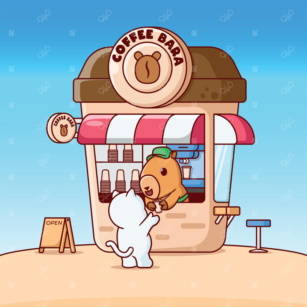 کافه بامزه کاپی‌بارا: طراحی کارتونی کافی‌شاپ کاپی‌بارا