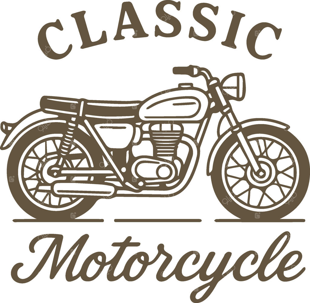 طراحی نشان موتور سیکلت کلاسیک - لوگوی دوچرخه سبک قدیمی و کلاسیک