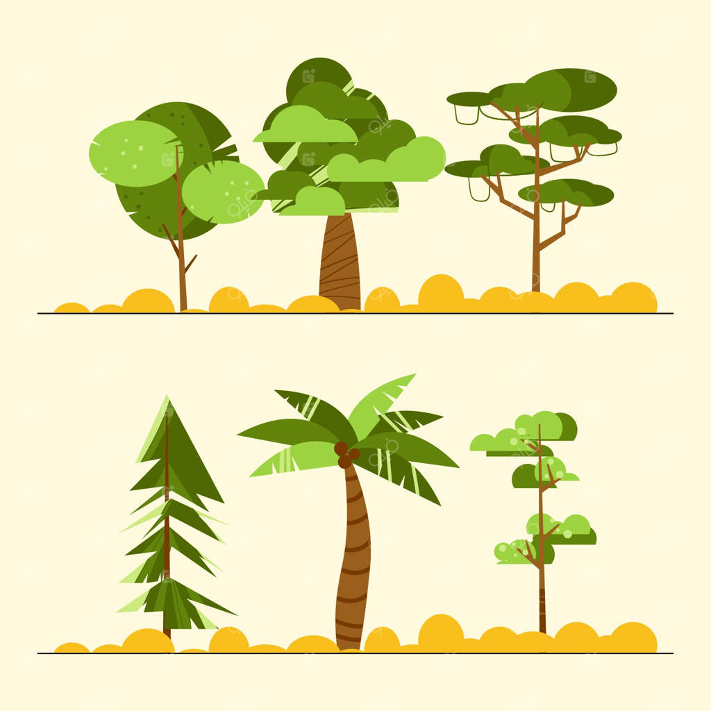 مجموعه‌ای از درختان با طراحی مسطح
