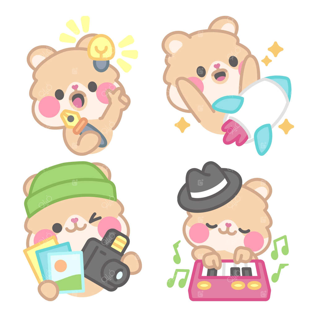 مجموعه استیکرهای خلاقانه با همستر کیمچی