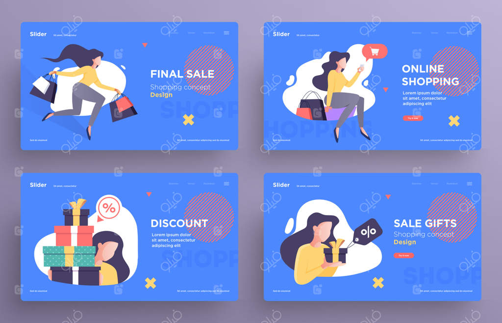 قالب‌های اسلاید ارائه یا تصاویر هدر برای وبسایت‌ها و اپ‌های خرید آنلاین