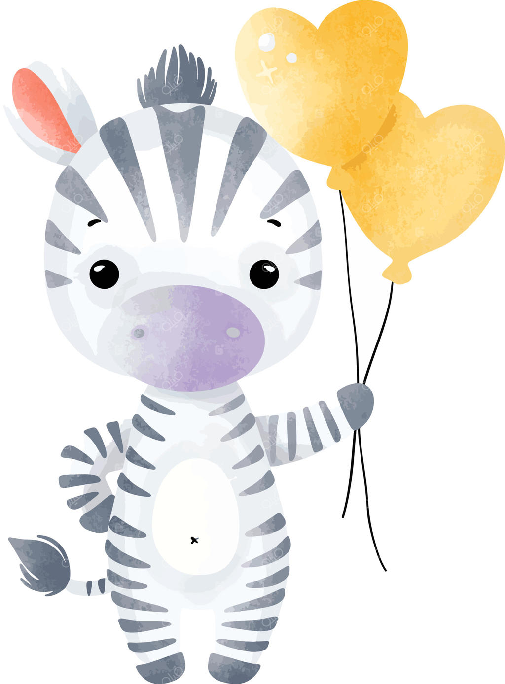 گورخر بامزه با بادکنک‌های قلبی