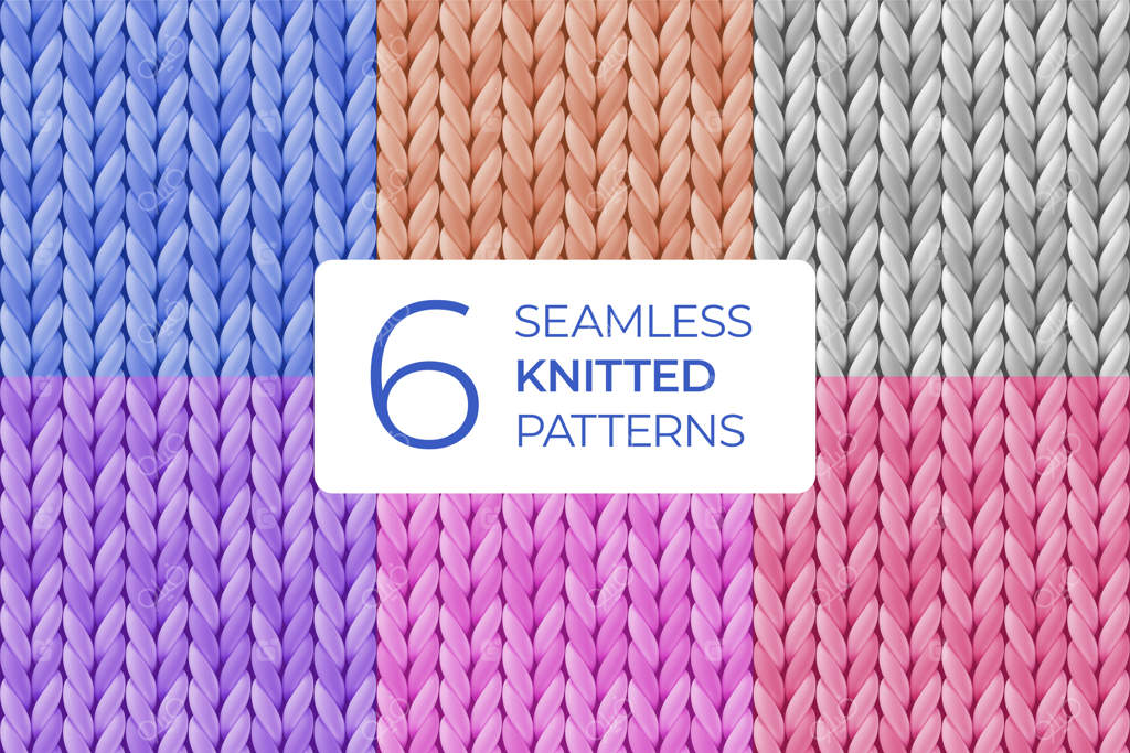 مجموعه‌ای از الگوهای بافتنی واقع‌گرایانه و رنگارنگ یکپارچه.