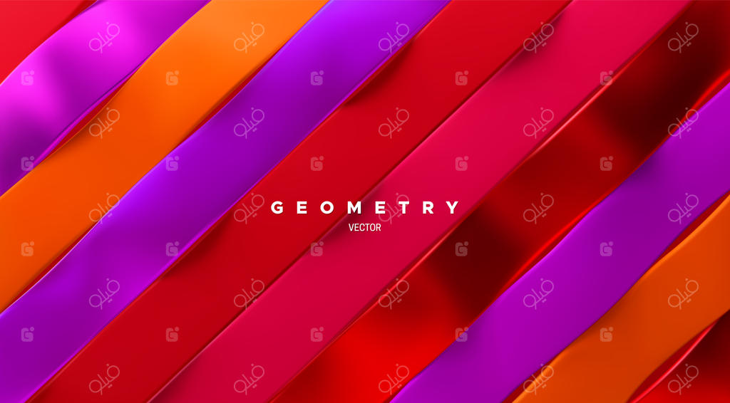 پس‌زمینه‌ی هندسی انتزاعی با روبان‌های موج‌دار و رنگارنگ