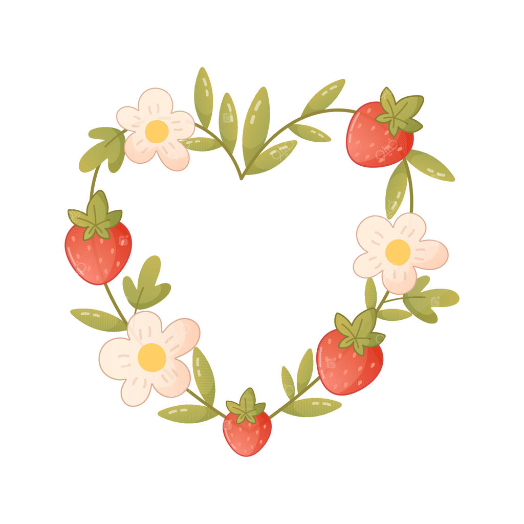 قاب گل‌ آرایی قلبی با توت‌فرنگی‌ها