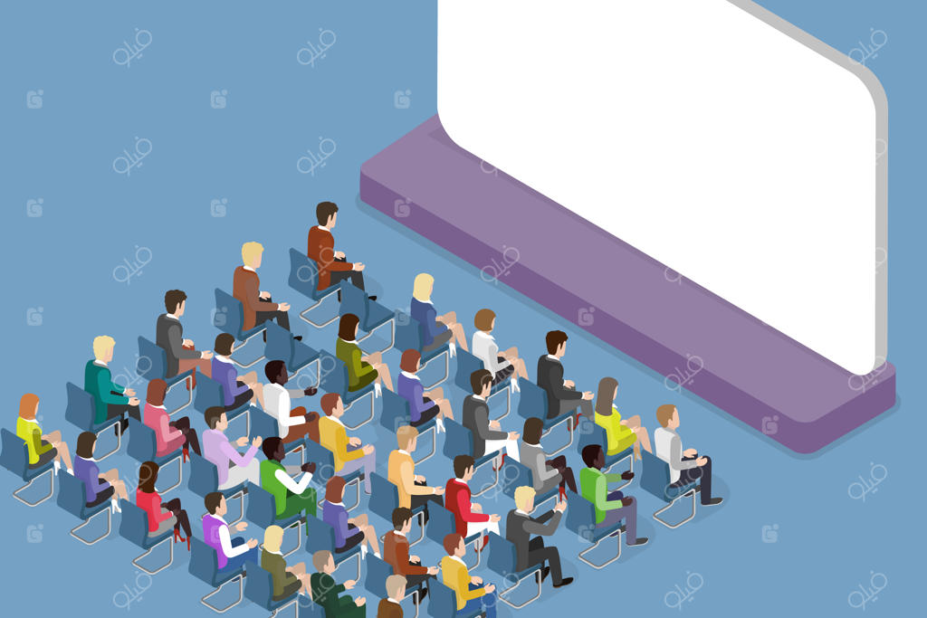 تصویرسازی وکتور سه‌بعدی، ایزومتریک و تخت از اجرا روی صحنه