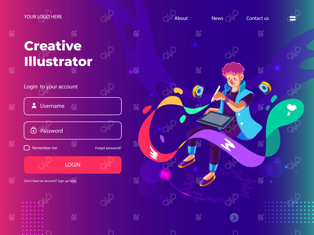 طراحی گرافیک با قلم دیجیتال برای وب‌سایت و صفحه فرود