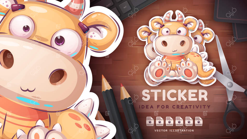 استیکر شخصیت کارتونی هیولای بامزه