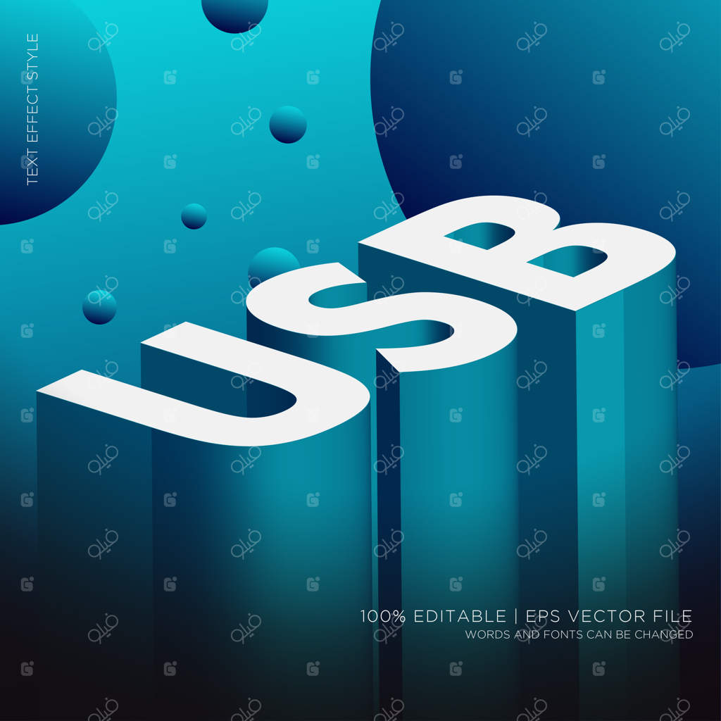 تاثیرات متنی سه‌بعدی ایزومتریک USB