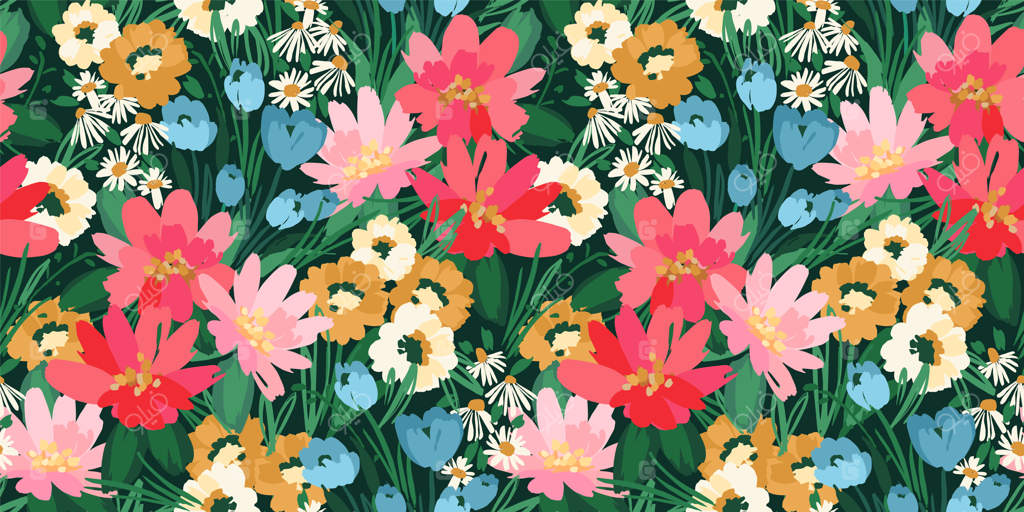 طرح یکپارچه گلدار: طراحی وکتور برای جلد کاغذ، پارچه، دکوراسیون داخلی و موارد دیگر