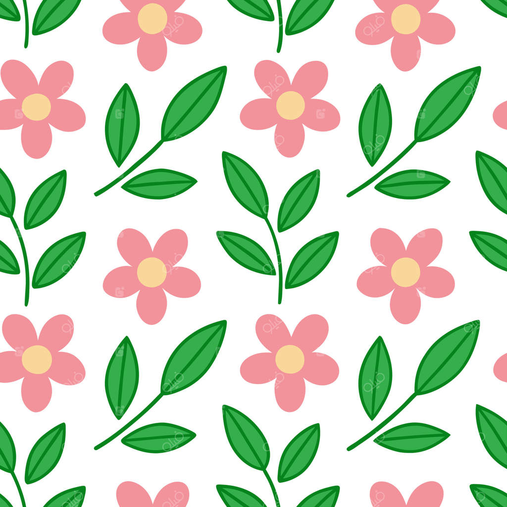 پترن یکپارچه طبیعت بهاری با گل‌های برجسته و زمینه‌های برگ سبز برای پروژه‌های باغی زنده و مفهومی از پترن گل‌های بهاری شاداب و مجموعه یکپارچه منسجم